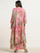 Zuba Pink Floral Design A-Line Kurta