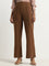 Wardrobe Brown Seam-Detailed High-Rise Trousers