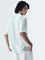 Nuon Mint Striped Knitted Relaxed-Fit Shirt