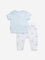 HOP Baby Light Blue Animal Print Cotton T-Shirt & Pants