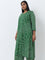 Diza Green Bandhani Printed A-Line Cotton Kurta