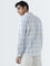 WES Casuals Light Blue Checkered Slim-Fit Cotton Shirt