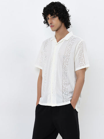 ETA Off-White Schiffli Design Relaxed-Fit Shirt