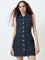 Nuon Dark Blue Denim Bodycon Shirt Dress