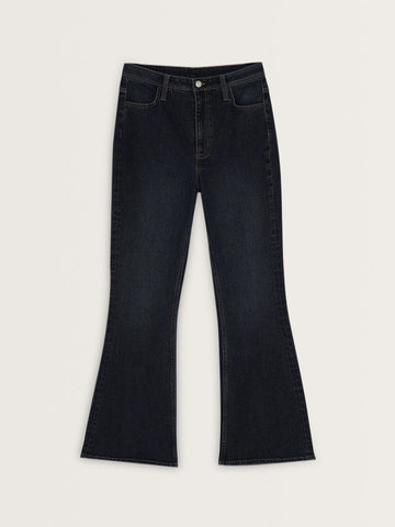 Nuon Dark Blue Wide Leg Fit Mid-Rise Jeans