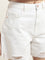 Nuon White High-Rise Ripped Denim Shorts