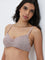 Wunderlove Taupe Floral Lace Design Ribbed Padded Bra