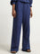 LOV Indigo Flared High-Rise Blended Linen Pants