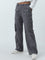 Nuon Grey Straight - Fit Cargo-Style Mid - Rise Jeans