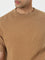 Ascot Tan Self-Textured Relaxed-Fit Cotton T-Shirt