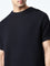 Ascot Dark Navy Knit Textured Relaxed-Fit Cotton T-Shirt