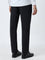 WES Formals Black Mid-Rise Slim-Fit Trousers