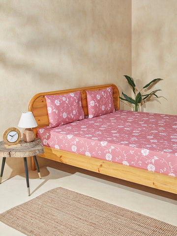 Westside Home Dusty Pink Double Bed Flat Sheet and Pillowcase Set