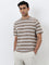 WES Lounge Dark Beige Textured Slim-Fit T-Shirt