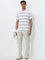 WES Lounge White Striped Slim-Fit T-Shirt