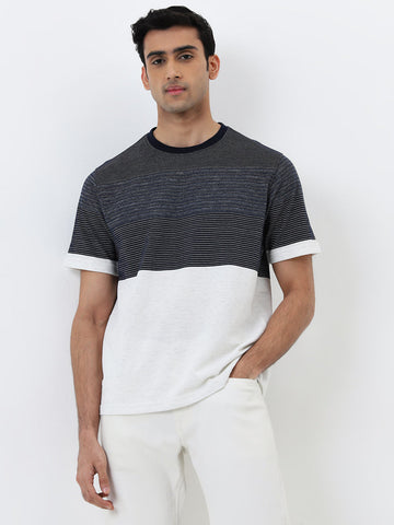 WES Lounge Navy Striped Relaxed-Fit T-Shirt