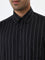 WES Formals Black Pinstriped Relaxed-Fit Cotton Shirt