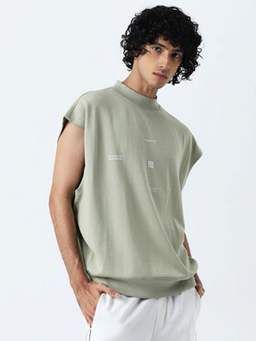 Studiofit Sage Text Design Relaxed-Fit T-Shirt