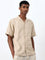 ETA Beige Self-Striped Relaxed-Fit Cotton Shirt