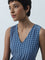 LOV Blue Gingham Checks Design Tiered Dress