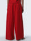 LOV Red High-Rise Blended Linen Trousers