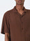 ETA Brown Knit-Textured Relaxed-Fit Cotton Shirt