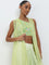 Vark Light Green Floral Embellished Blouse, Skirt and Shrug Set