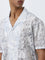 Nuon White Floral Pattern Relaxed-Fit Shirt