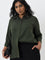 Gia Olive Collared Shirt