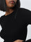 Studiofit Black Ribbed Textured Bodysuit