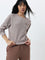 Studiofit Light Brown Waffle Textured Cotton Sweatshirt