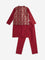 Utsa Kids Red Floral Design Jacket, Kurta and Pants Set (8-14 years)