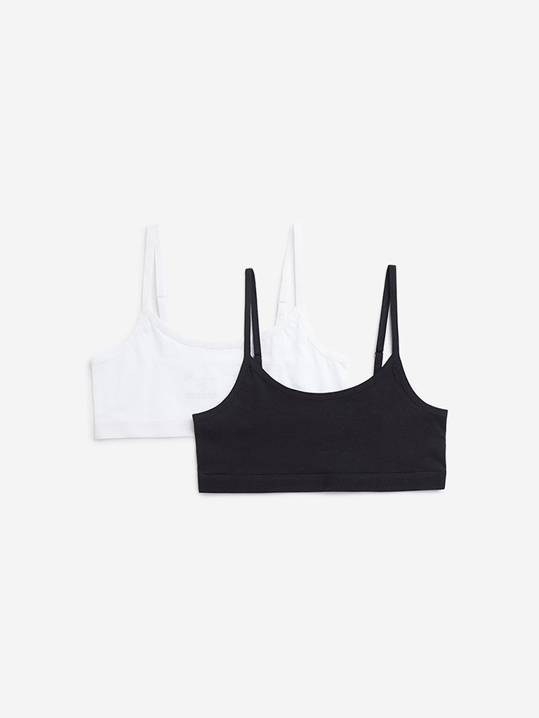 Y&F Kids Black & White Cotton Crop Tops - Pack of 2