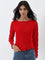 LOV Red Knitted Top