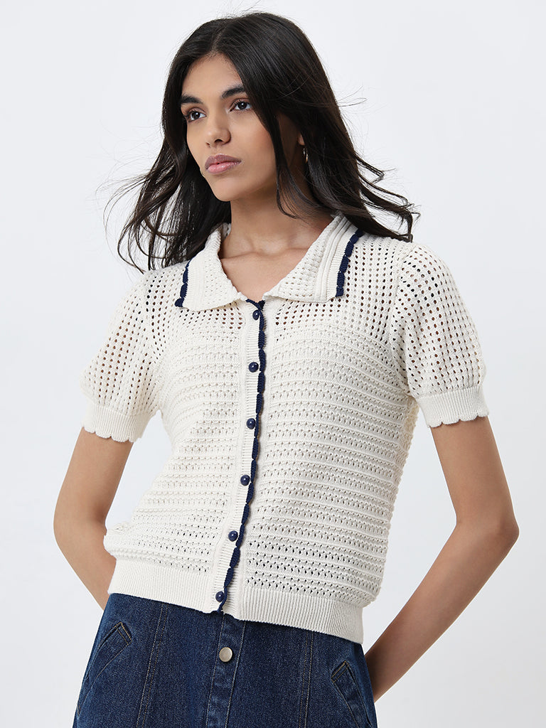 LOV Off-White Crochet Shirt