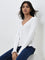 LOV White Ribbed Textured Top