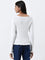 LOV White Ribbed Textured Top