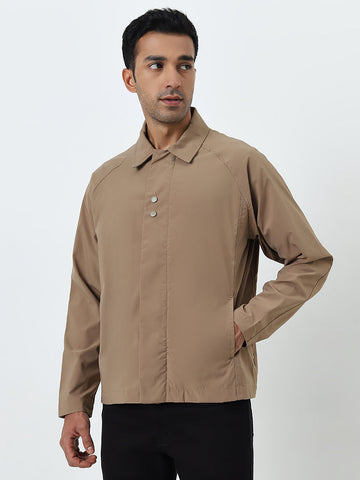 WES Casuals Dark Beige Relaxed-Fit Jacket