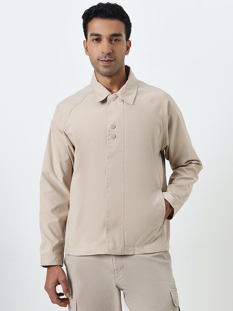 WES Casuals Light Beige Relaxed-Fit Jacket