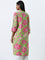 Utsa Green Floral Printed Straight Cotton Kurta