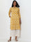 Utsa Yellow Ikat Printed Straight Cotton Kurta