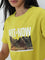 Studiofit Yellow Printed Cotton T-Shirt