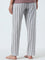 Wunderlove Grey Striped High-Rise Cotton Lounge Pants