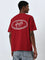 Nuon Red Text Design Relaxed-Fit Cotton T-Shirt