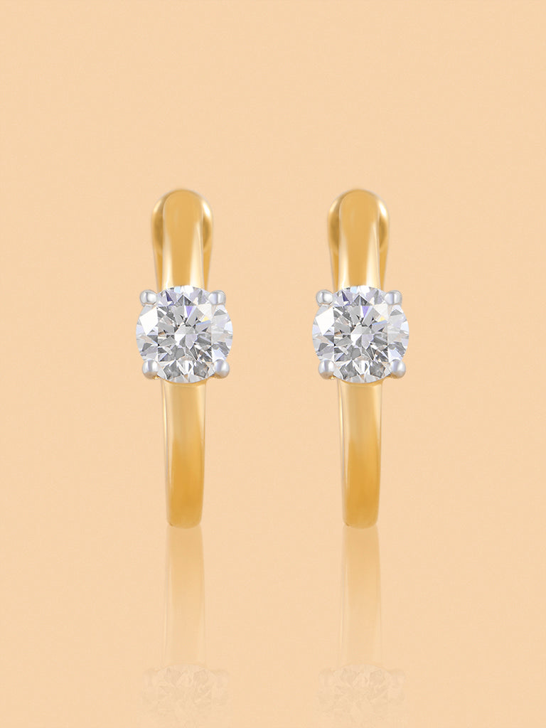 Hoop Solitaire Earring with Lab Diamond Accents