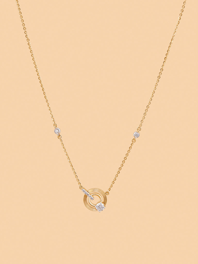 Dual Circle Lab Diamond Pendant Necklace
