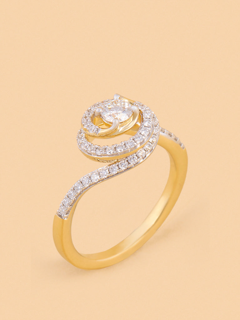 Spiral Swirl Solitaire Lab Diamond Ring