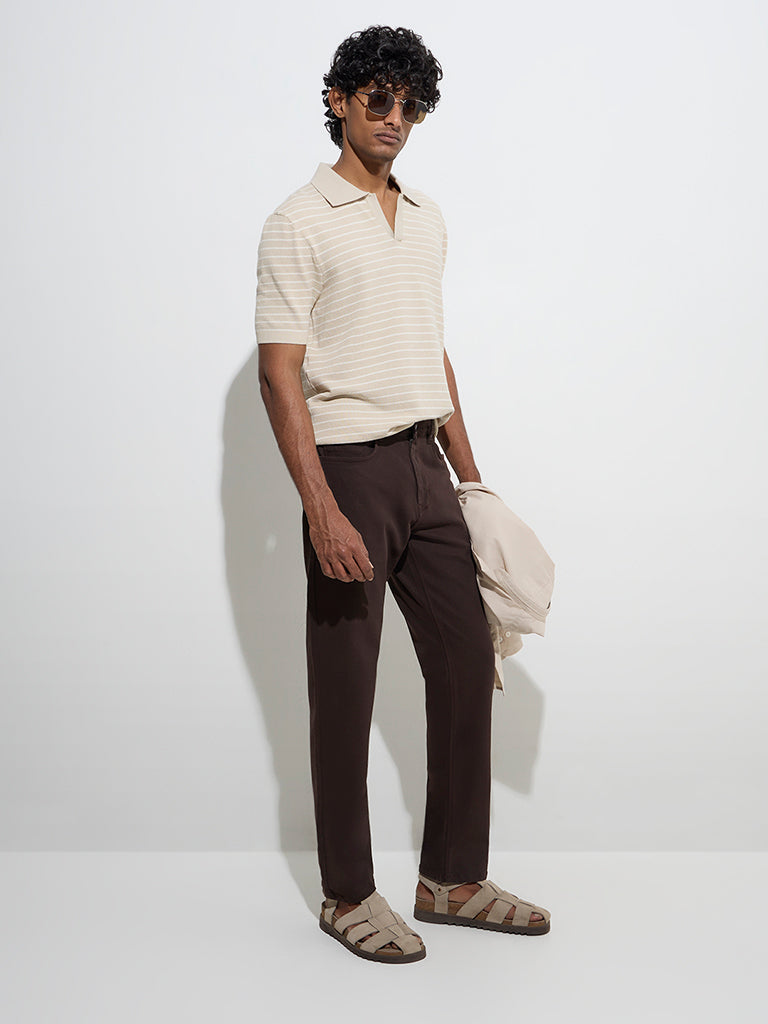 Ascot Dark Brown Relaxed-Fit Mid-Rise Jeans