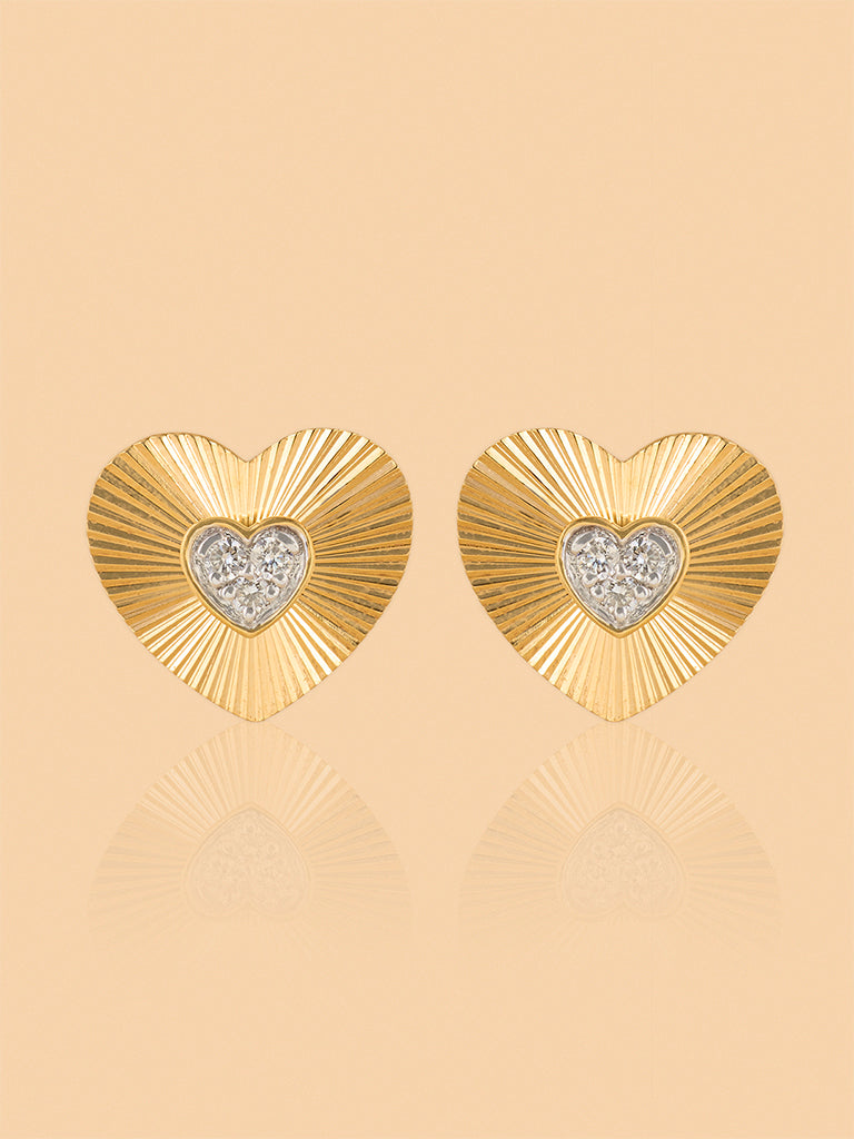 Dainty Lab Diamond Metal Halo Heart Studs