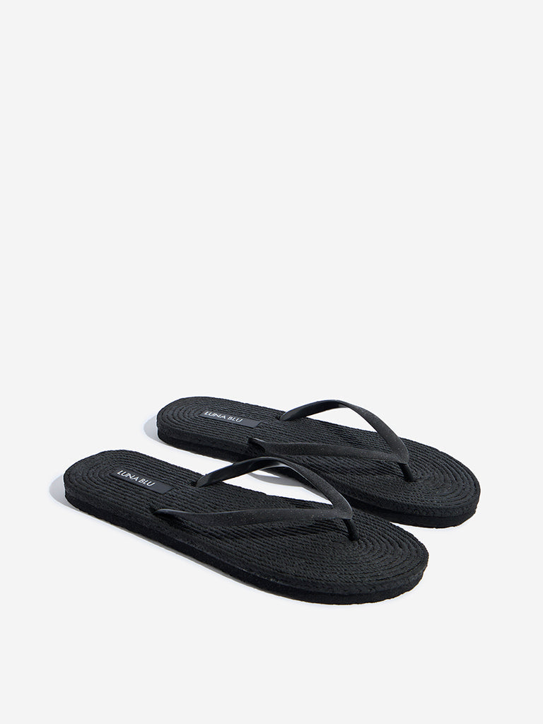 Westside Luna Blue Flip Flops LUNA BLU Black Textured Flip-Flops